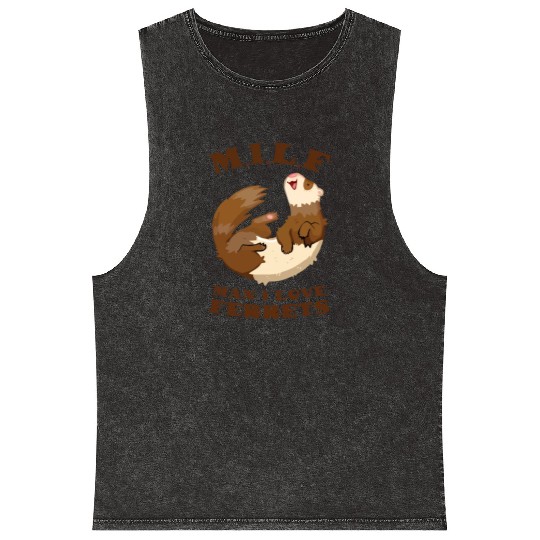 I Heart MILFs Man I Love Ferrets Lover Funny Ferre Mineral Wash Tank Tops