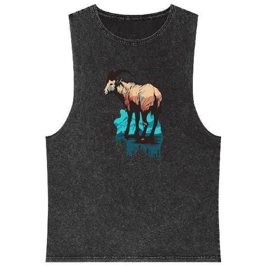 a mountain goat lives in the mountains Mineral Wash Tank Tops