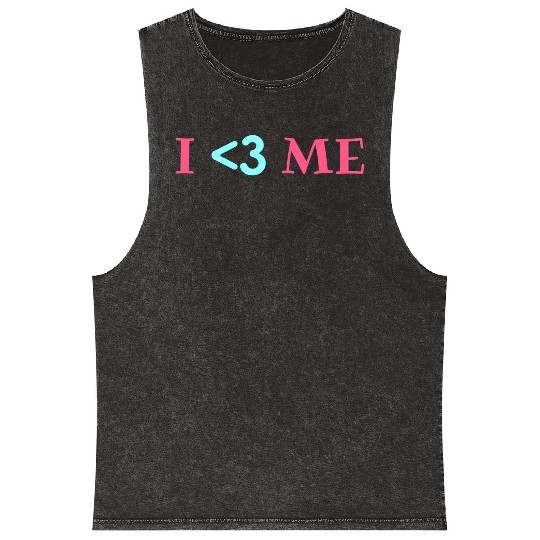 I love me, Heart, Positive, Cool, Stylish,Teens Mineral Wash Tank Tops