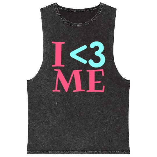 I Love Me, Heart, Positive, Cool, Stylish,Teens Mineral Wash Tank Tops