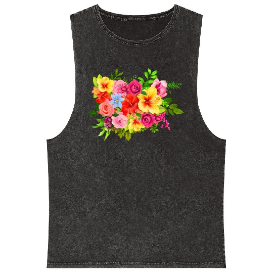 summer flowers Mineral Wash Tank Tops