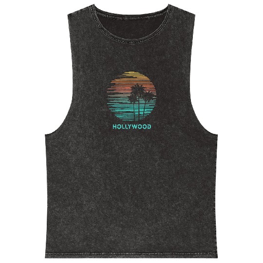 Hollywood California Cool Souvenir Vacation Mineral Wash Tank Tops