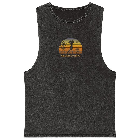 Retro Orange County Women's Golf Golfing Fan Mineral Wash Tank Tops