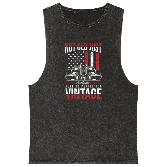 Truck Driver Us Flag Old Man Trucker Mineral Wash Tank Tops