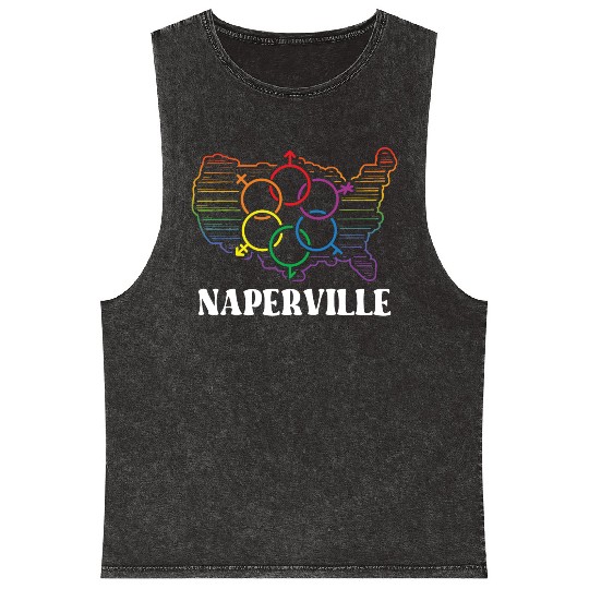 Naperville Pride Month Pride Flag LGBT Community L Mineral Wash Tank Tops