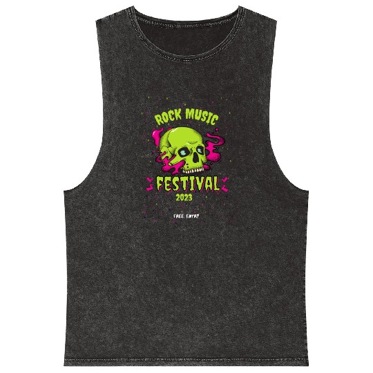 Skull Givin' Raspberry Dk , Rock music Mineral Wash Tank Tops