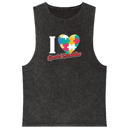 I Love Special Education Sped Teacher Awareness Mineral Wash Tank Tops