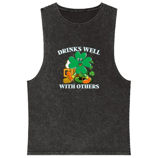 Drinks Well With Others St. Patrick's DayT-Mineral Wash Tank Tops
