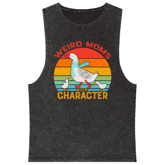 Vintage Weird Moms Build Character Goose Vibe Mom Mineral Wash Tank Tops