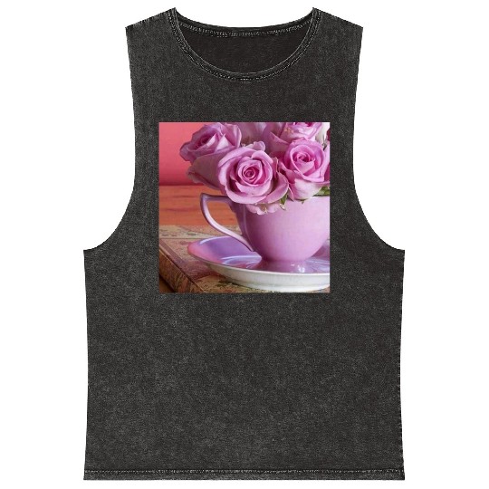 Beautiful Floral print Mineral Wash Tank Tops