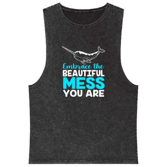 Inspirational Animal Quote Sea Creature Narwhal Mineral Wash Tank Tops