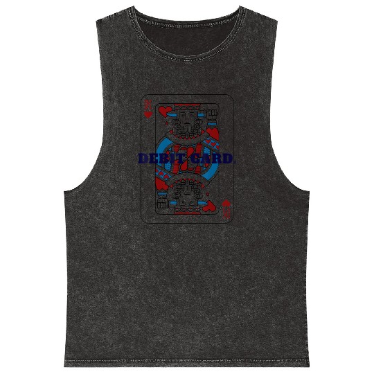 DEBIT CARD King of Hearts Playing Card Mineral Wash Tank Tops
