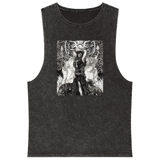 The Goddess Hecate Tarot Card Triple Wiccan Pagan Mineral Wash Tank Tops