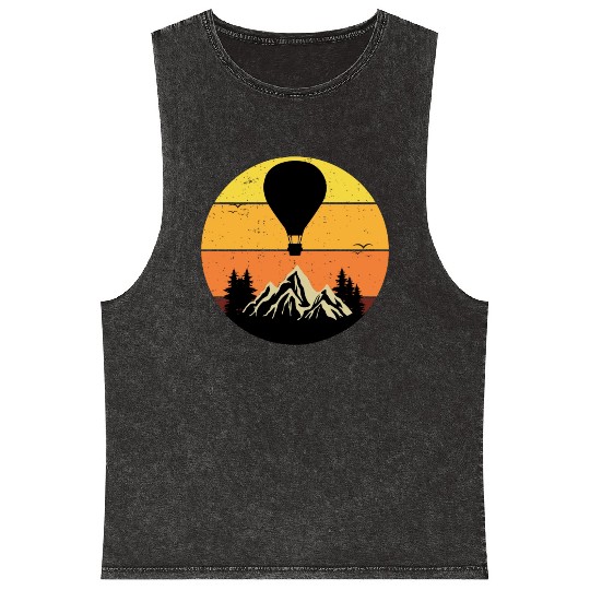 Hot Air Ballooning Hopper Balloon Retro Vintage Mineral Wash Tank Tops