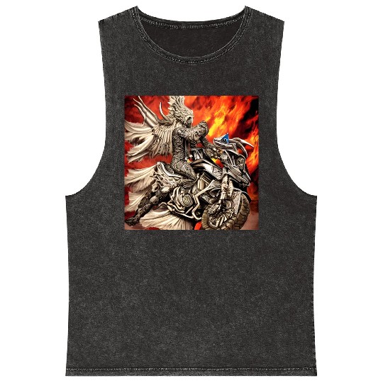 Devil Hellfire Riding Motorcycle Mineral Wash Tank Tops