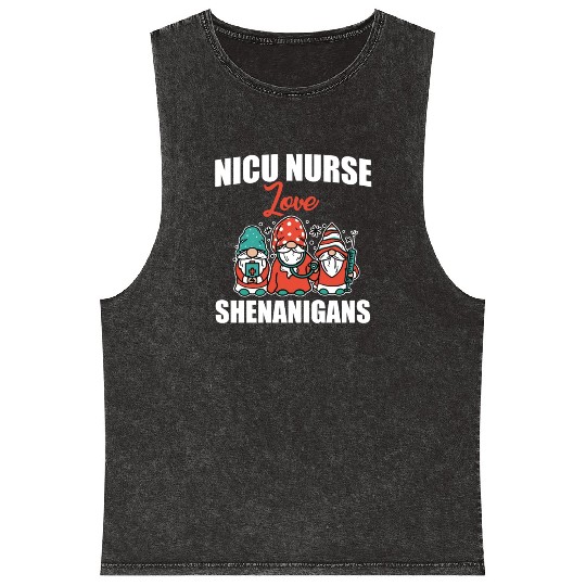 Funny NICU Nurse Love Shenanigans St. Patricks Day Mineral Wash Tank Tops