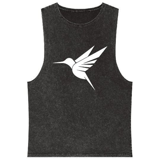 Floating Hummingbird Tattoo Tribal Swinging Mineral Wash Tank Tops
