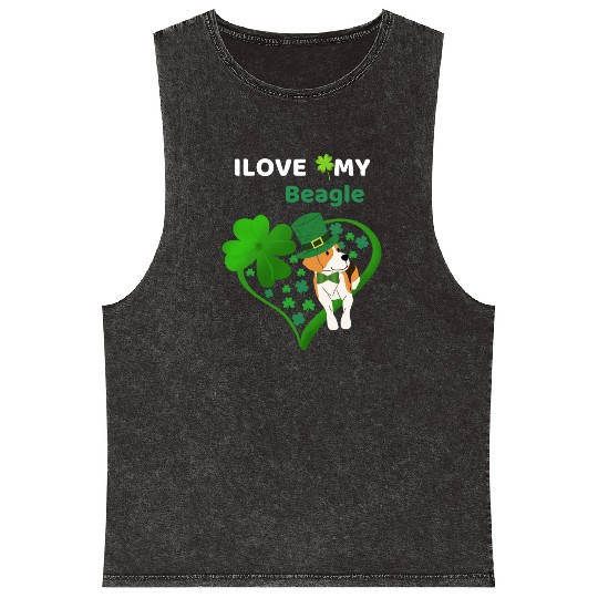 Irish Shamrock St Patrick's Day Beagle Cool Mineral Wash Tank Tops