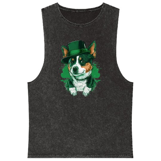 Lucky Pup St. Patricks Day for Dog Lovers. Mineral Wash Tank Tops