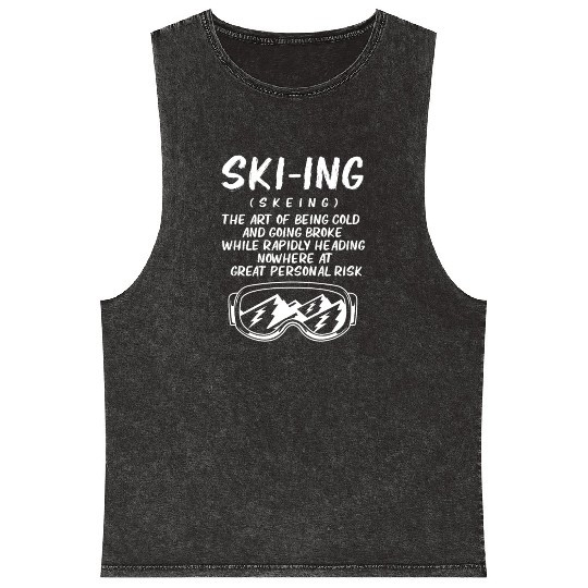 Skiing Definition Funny Ski Goggles Mineral Wash Tank Tops