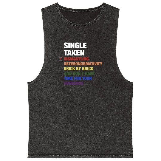 Single Taken Dismantling Heteronormativity Brick B Mineral Wash Tank Tops
