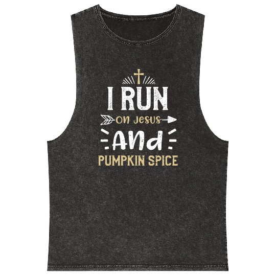 I Run On Jesus And Pumpkin Spice Mineral Wash Tank Tops