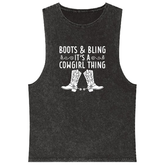 Boots And Bling It's A Cowgirl Thing Mineral Wash Tank Tops