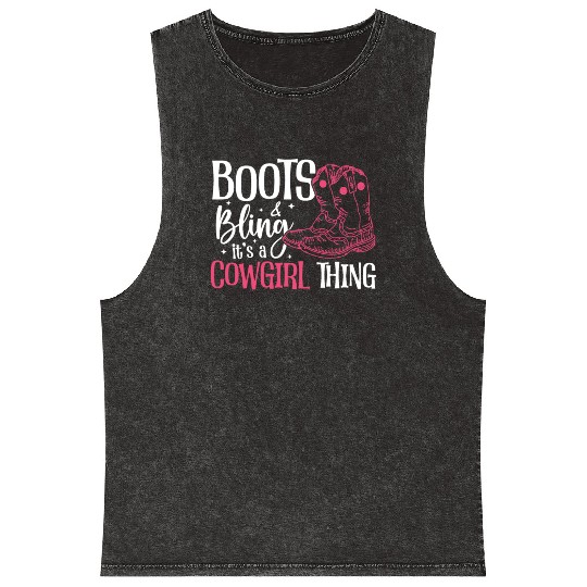 Boots And Bling It's A Cowgirl Thing Mineral Wash Tank Tops