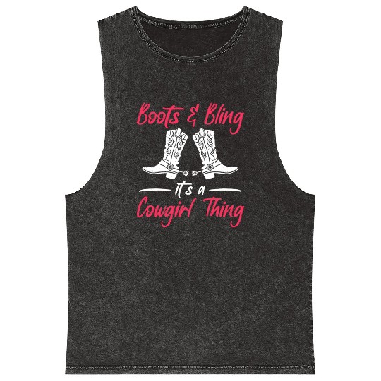 Boots And Bling It's A Cowgirl Thing Mineral Wash Tank Tops