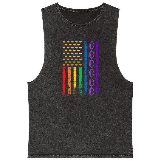 American Sports Rainbow Flag LGBT Pride Month Mineral Wash Tank Tops