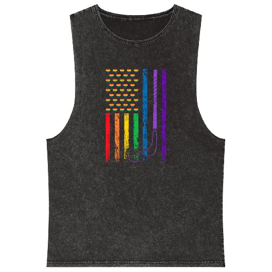 American Sports Flag Rainbow LGBT Pride Month Ice Mineral Wash Tank Tops