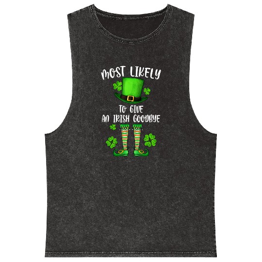 Irish Shamrock St Patricks Cow Mineral Wash Tank Tops
