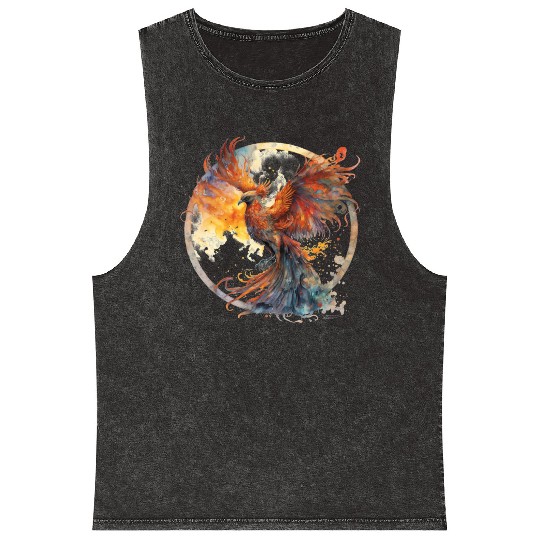 Fire Phoenix Watercolor Clipart Mineral Wash Tank Tops
