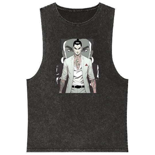 Japan Yakuza Greeny Face Mineral Wash Tank Tops