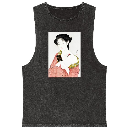 Japanese Woman Geisha Japan Vintage art Mineral Wash Tank Tops