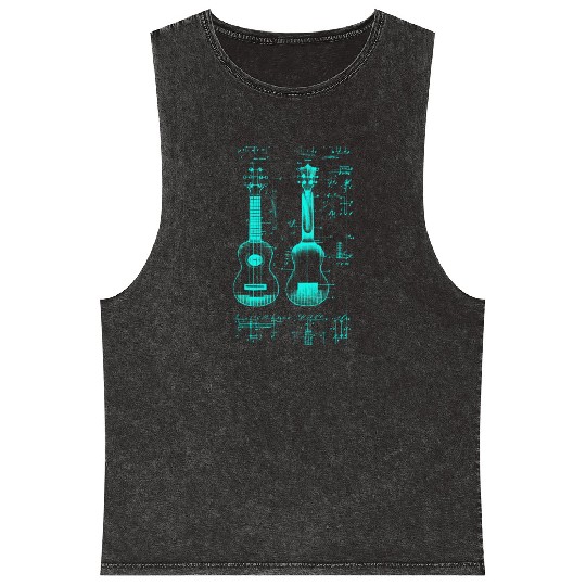 Ukulele Leonardo Da Vinci Sketch Blueprint Mineral Wash Tank Tops