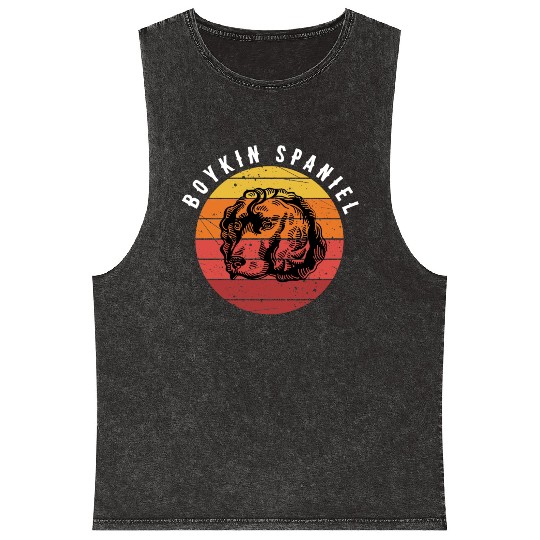Boykin Spaniel Retro Sunset Mineral Wash Tank Tops