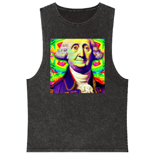 Trippy George Washington Mineral Wash Tank Tops