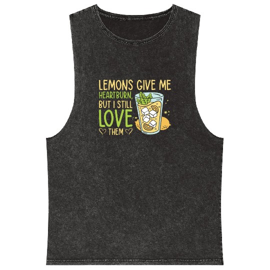 Lemon Fruit Lemonade Citrus Mineral Wash Tank Tops