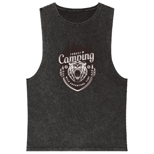 FOREST CAMPING WILD ADVENTURE TIME Mineral Wash Tank Tops