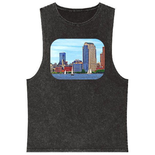 Manhattan NY - Boats By Manhattan Skyline Mineral Wash Tank Tops