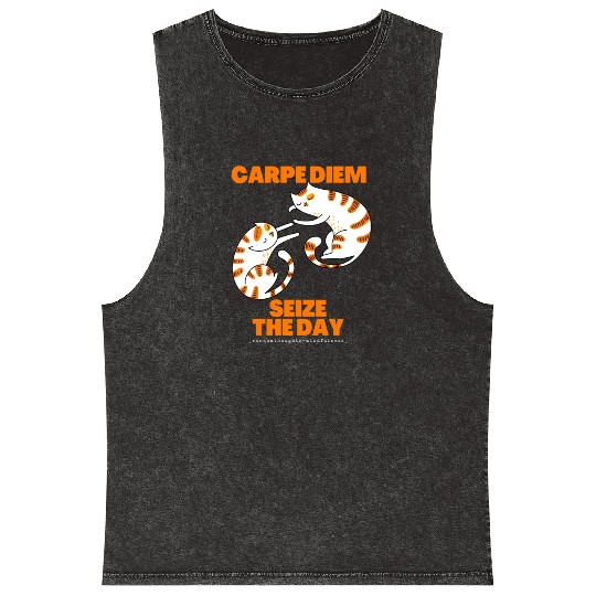 Cats Lover Carpe Diem Seize The Day Mineral Wash Tank Tops
