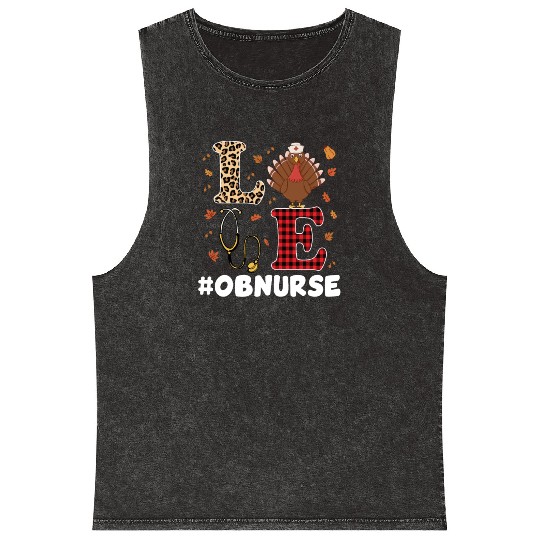 OB Nurse Thanksgiving Costume Mineral Wash Tank Tops