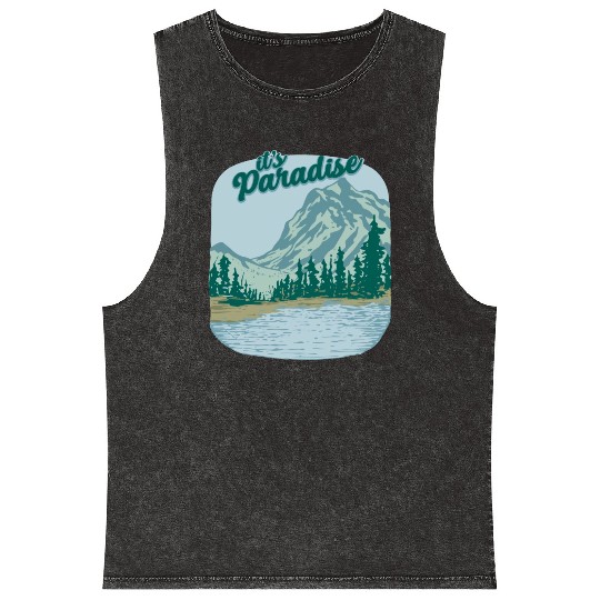Mountain Landscape Paradise Mineral Wash Tank Tops