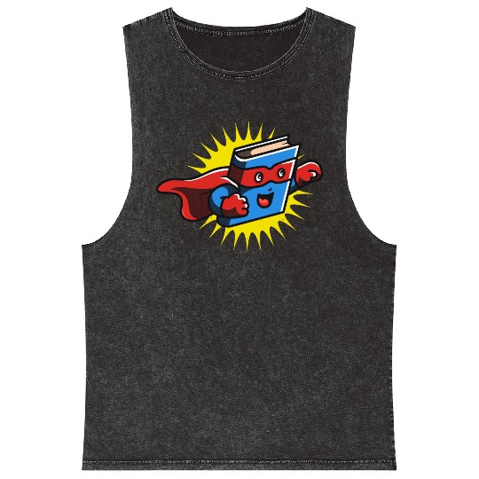 Book Hero Reading Book Lover Comic Book Comics Mineral Wash Tank Tops