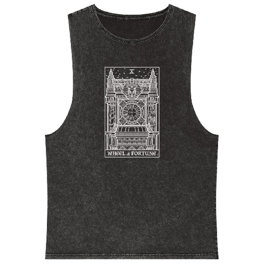 Wheel of Fortune Tarot Card Shadow Edition Mineral Wash Tank Tops