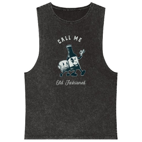 Bourbon Lover Call Me Old Fashioned Mineral Wash Tank Tops