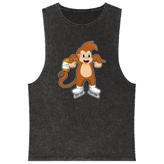 Monkey Ice Hockey Ice Hockey Stick Mineral Wash Tank Tops