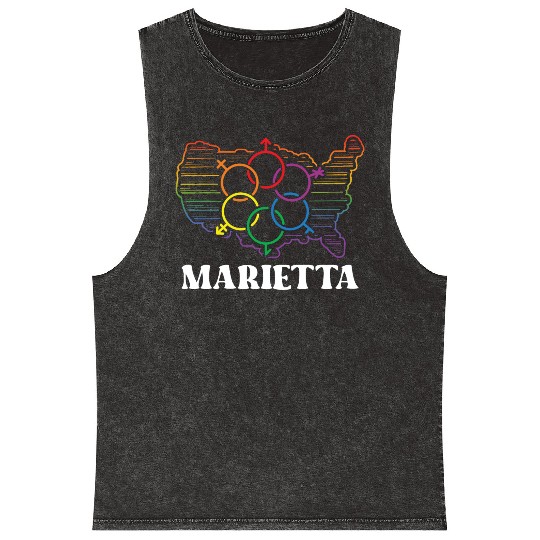 Marietta Pride Month Pride Flag LGBT Community LGB Mineral Wash Tank Tops