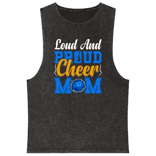 LOUD AND PROUD CHEER MOM Mineral Wash Tank Tops